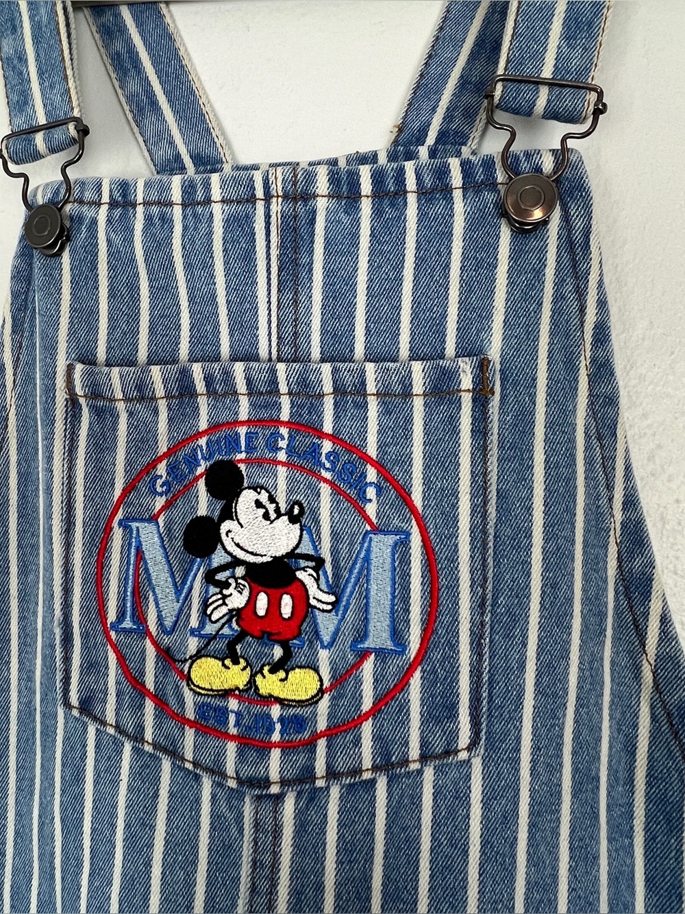 Disney | Mickey Mouse Denim Jean Overall Dress Striped Kidcore S - Picture 4 of 6